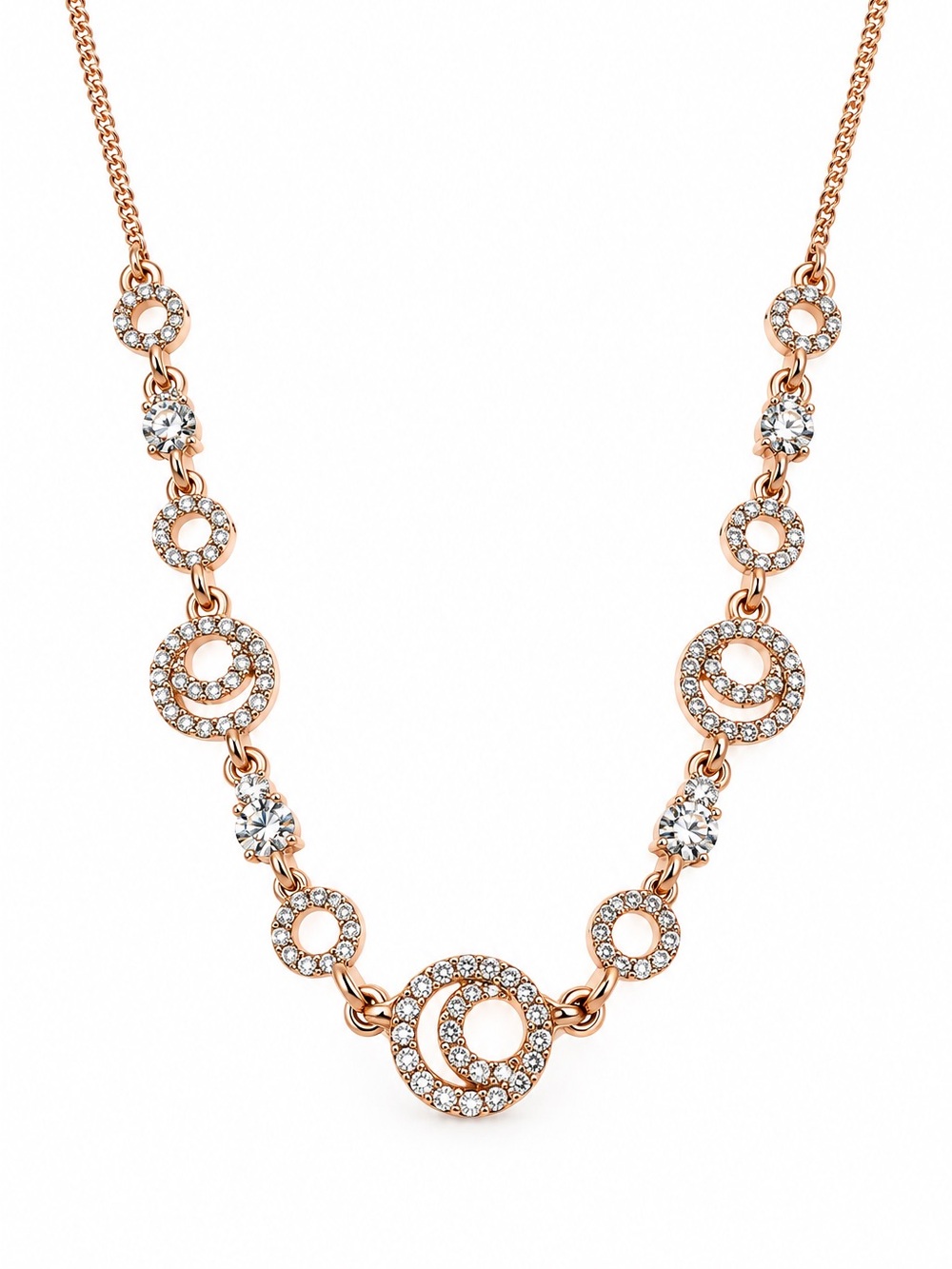 Givenchy Rose Gold Tone Pavé Crystal Circle Statement Necklace
